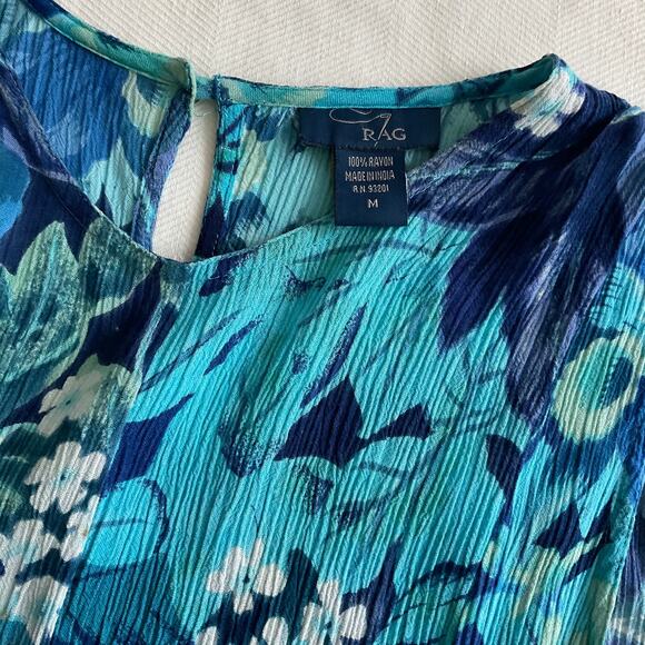 Vintage Rag Tropical Floral Blue Tie Back Dress - Picture 4 of 10